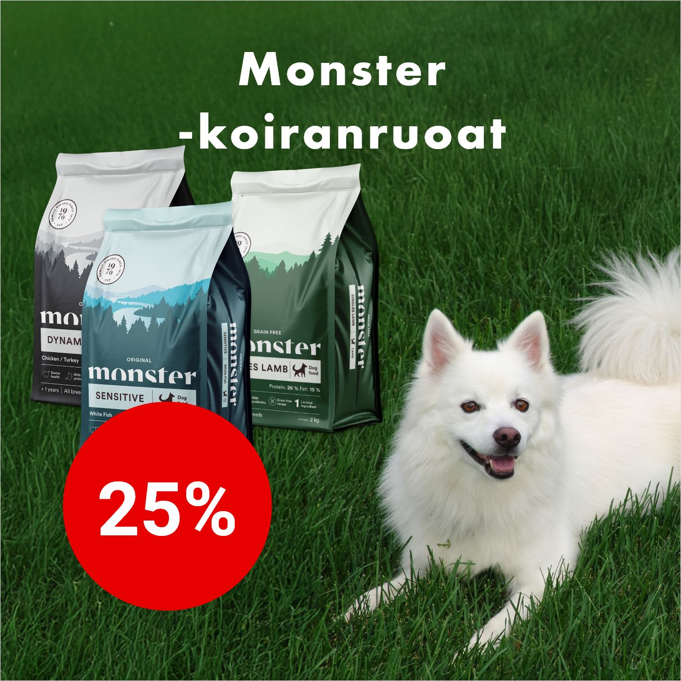 -25% Monster-koiran ruoat