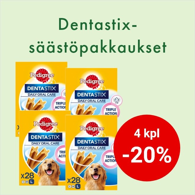 -20% Dentastix-säästöpakkaukset 4 x 28kpl