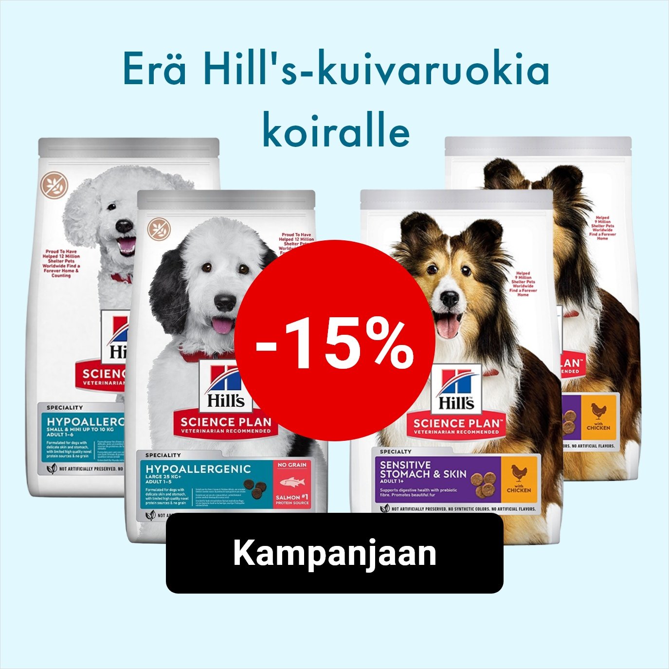 -15% Hills SP sensitive adult -koiran kuivaruoat