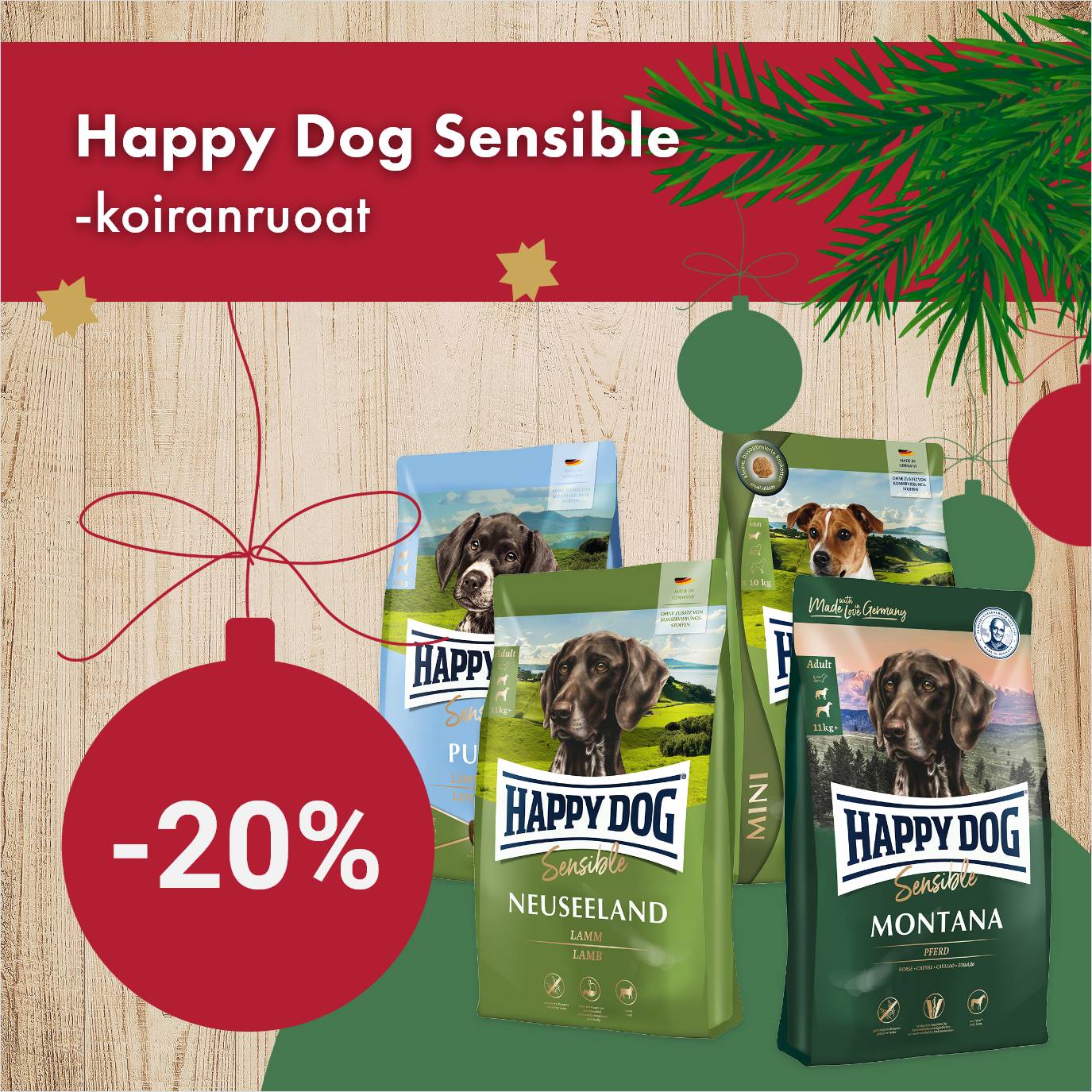 Happy Dog Sensible -koiranruoat -20% 31.12. asti