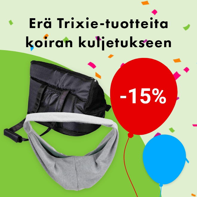 -15% Trixie-autohäkkejä ja -kantolaukkuja koiralle