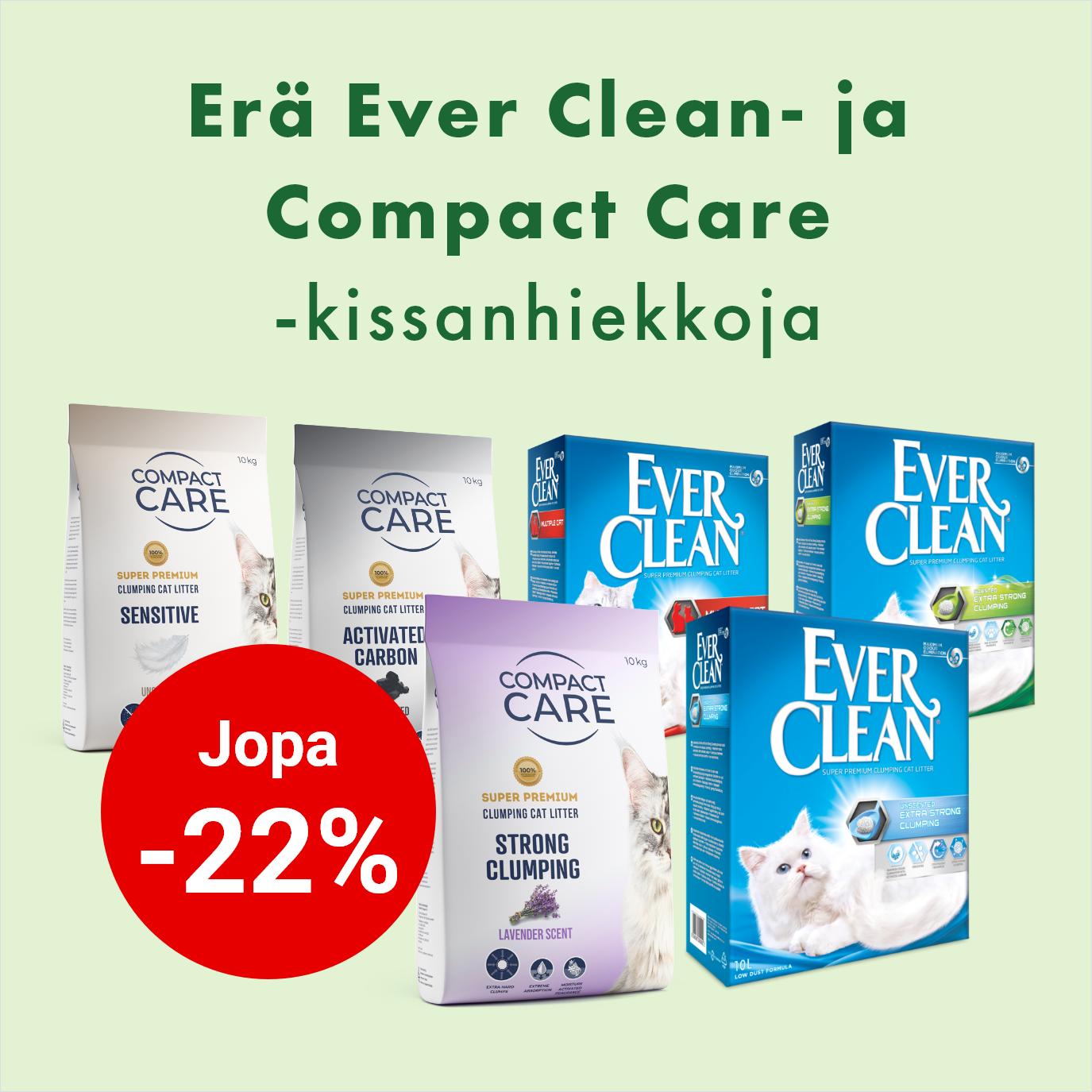 Jopa -22% Erä Ever Clean- ja Compact Care -kissanhiekkoja 