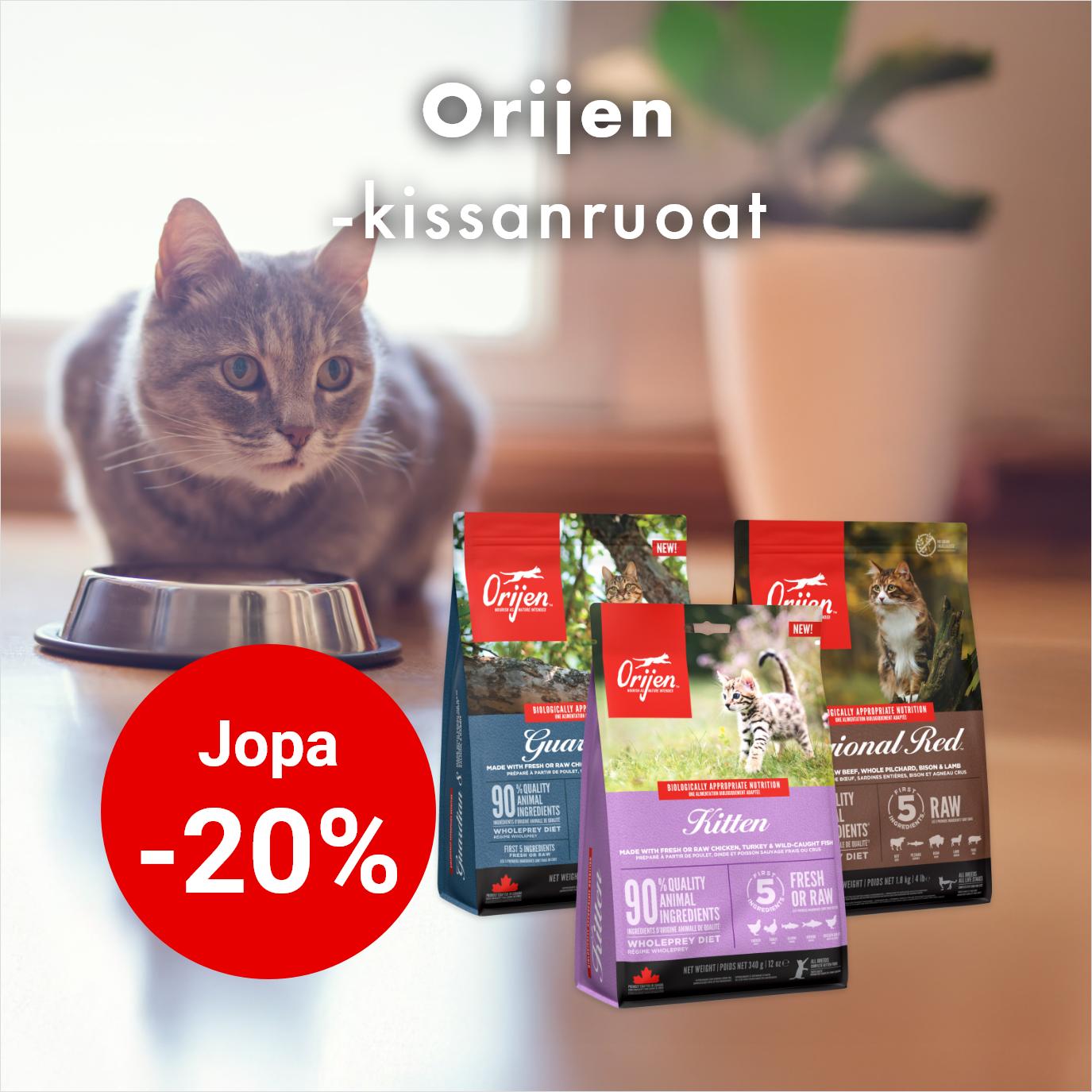 Orijen-kissanruoat jopa -20% 30.9. asti