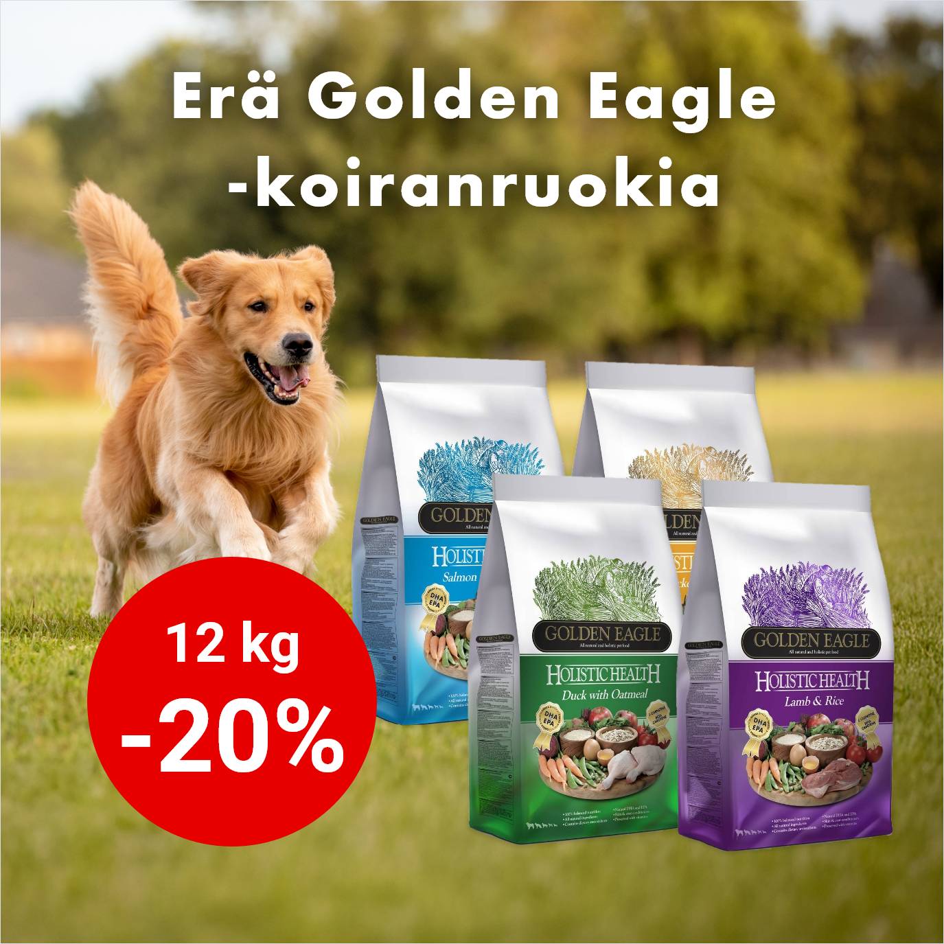 Golden Eagle Holistic koiranruoat -20% 15.10.2025 asti.