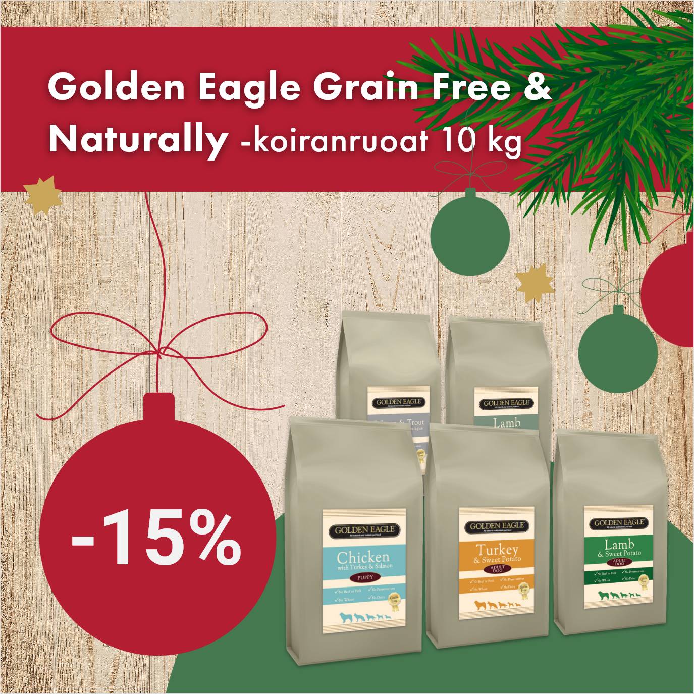 Golden Eagle Grainfree & Naturally 10kg -15% 31.12. asti