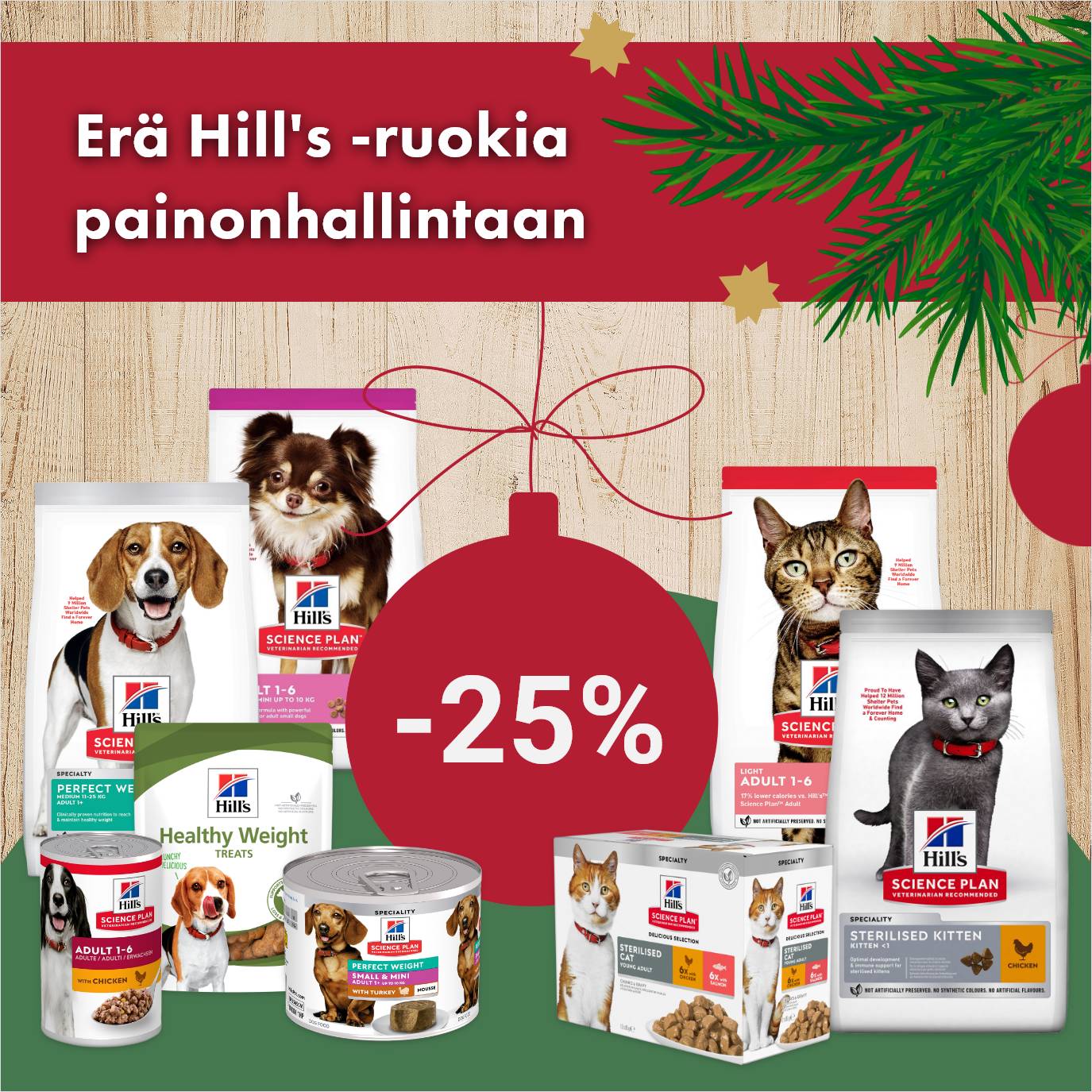 Hills Sciene Plan kissan- ja koiranruoat ruoat painonhallintaan -25% 30.1.2026 asti 