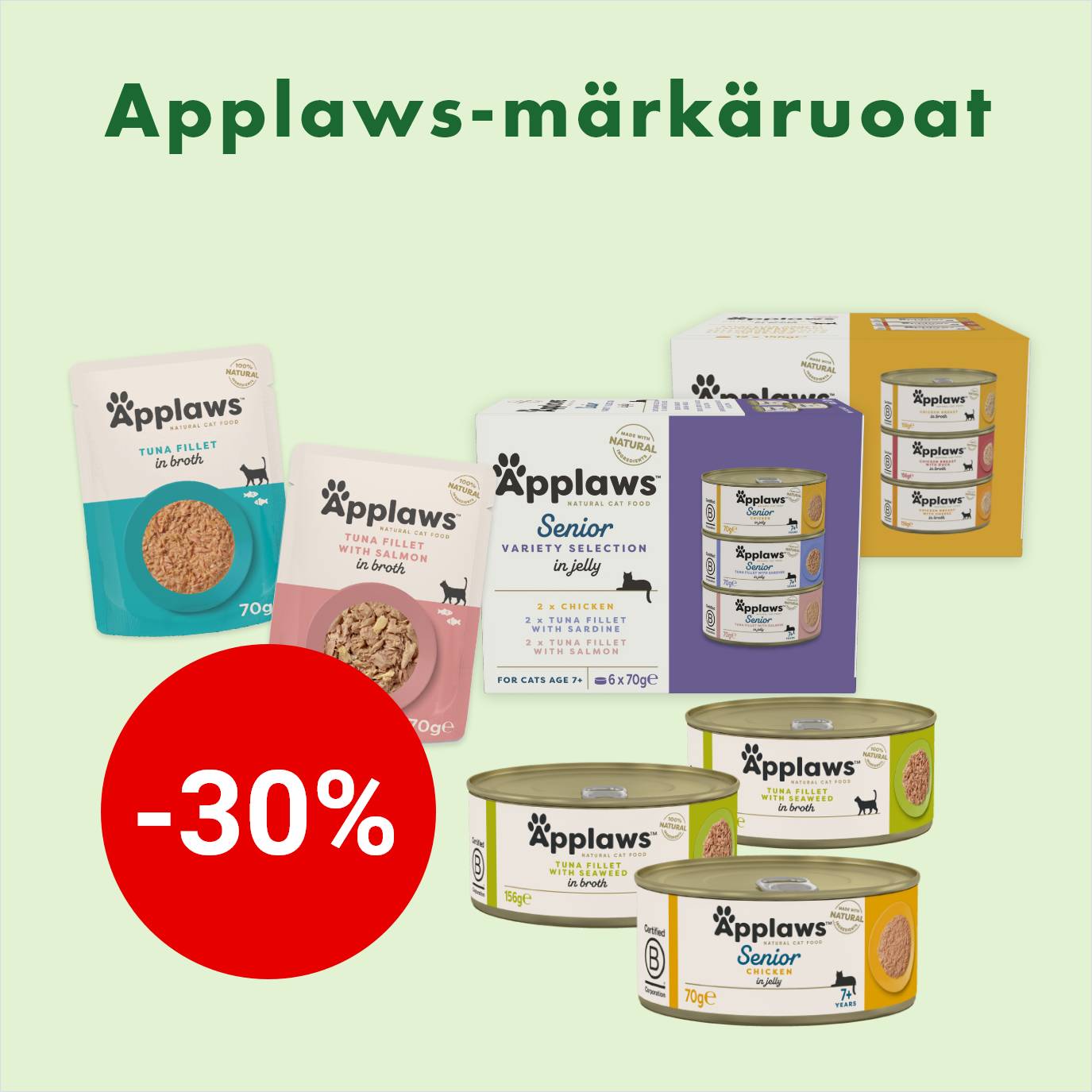 Applaws-märkäruoat -30% 26.10.2025 asti