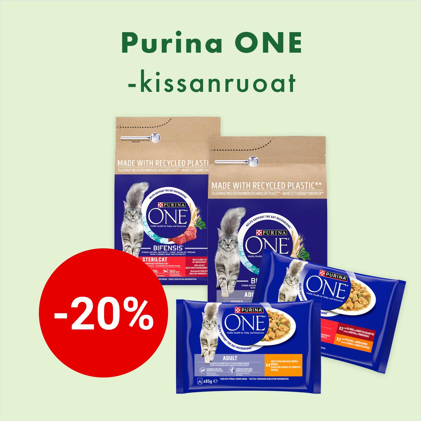 -20% Purina ONE -kissanruoat