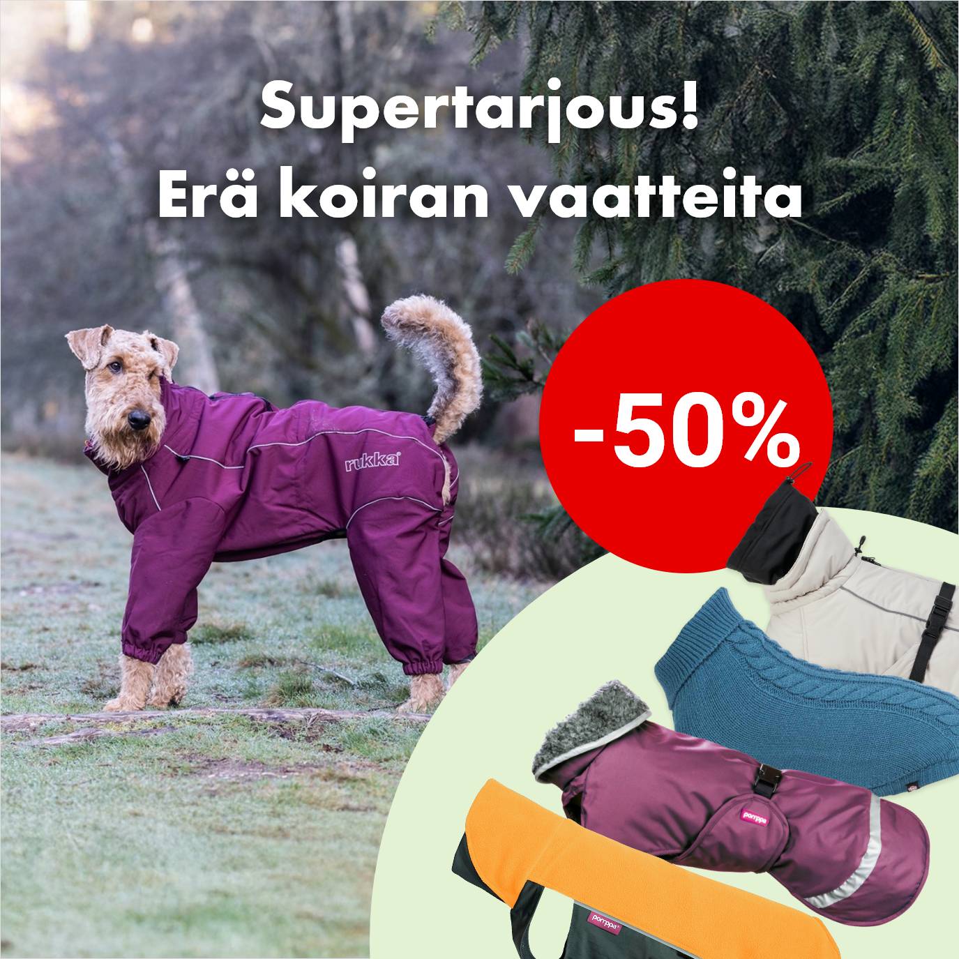 Supertarjous! Erä koiran vaatteita -50%