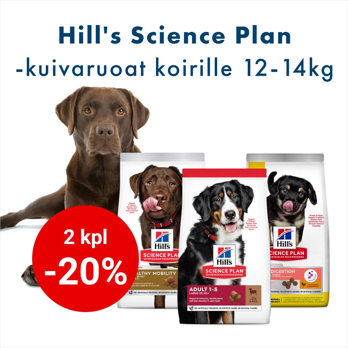 2kpl -20% Hills Science Plan -koiranruoat (12-14kg) 30.9. asti.
