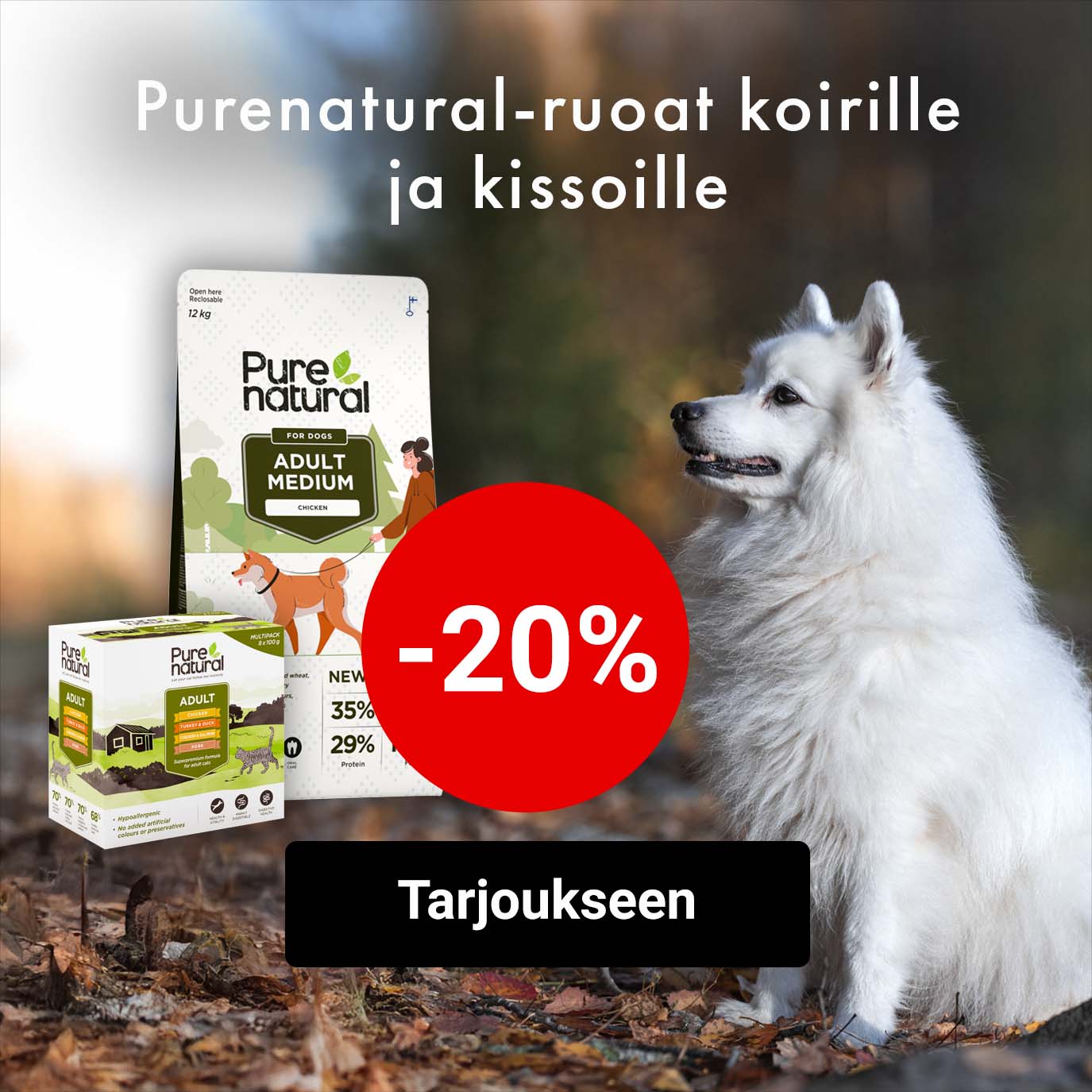 Purenatural-ruoat koirlle ja kissoille -20%