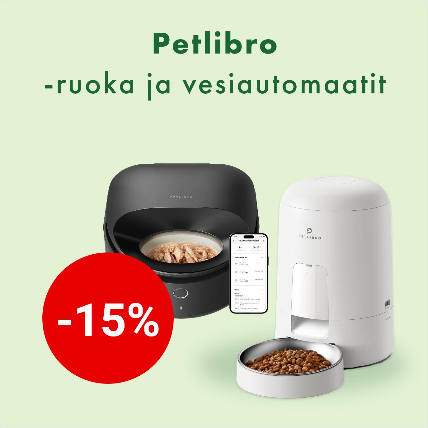 Petlibro-ruoka ja vesiautomaatit -15% 28.9. asti