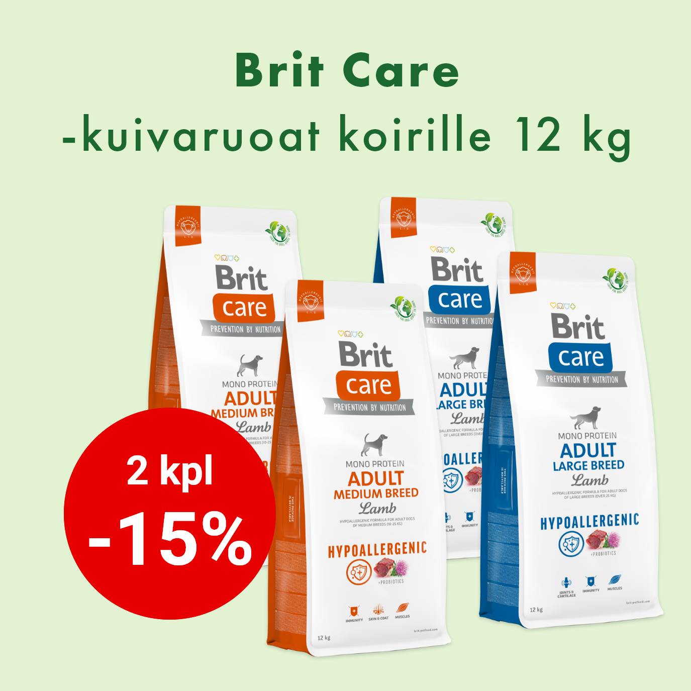 Brit Care koiran kuivaruoat 2x12 kg -15% 31.1. asti