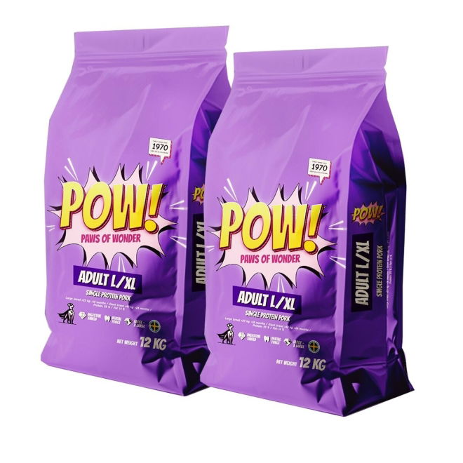 POW! Dog Adult Large/X-Large Pork 2x12 kg