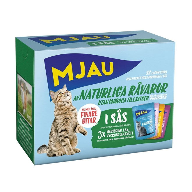 Mjau Multipack lihaa ja kalaa kastikkeessa 12 x 85 g