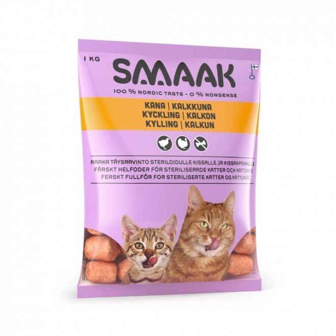 SMAAK kana & kalkkuna raaka täysravinto kissalle 1kg