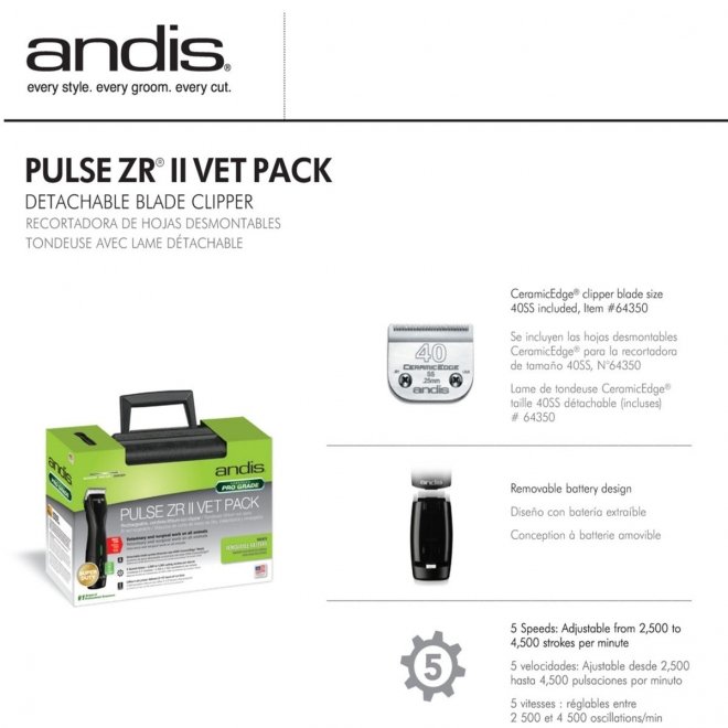 Trimmauskone Andis Pulze ZR II Vet Pack