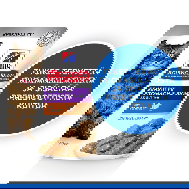 Hills Science Plan Cat Adult Sensitive Stomach & Skin Turkey 12x85g