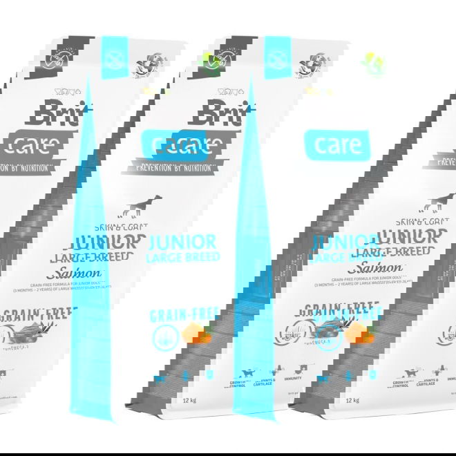 Brit Care Dog Junior Large Breed Grain Free Salmon 2x12 kg