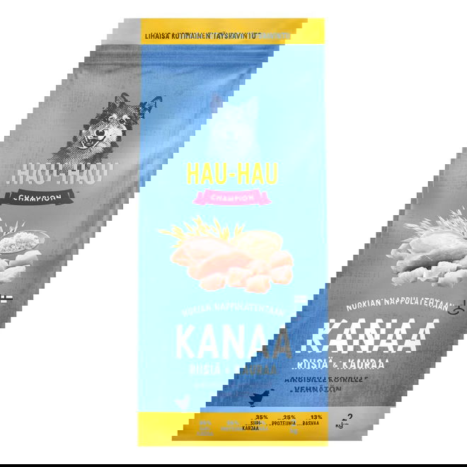 Hau-Hau Champion Kana, riisi ja kaura suurille koirille (2 kg)