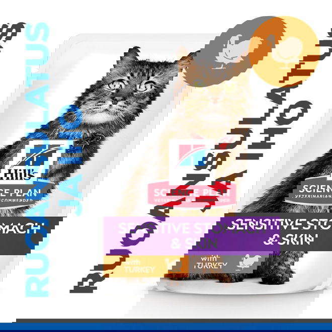 Hills Science Plan Cat Adult Sensitive Stomach & Skin Turkey 12x85g