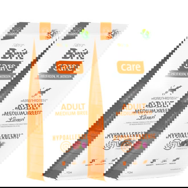 Brit Care Dog Adult Medium Breed Hypoallergenic Lamb 2x12 kg