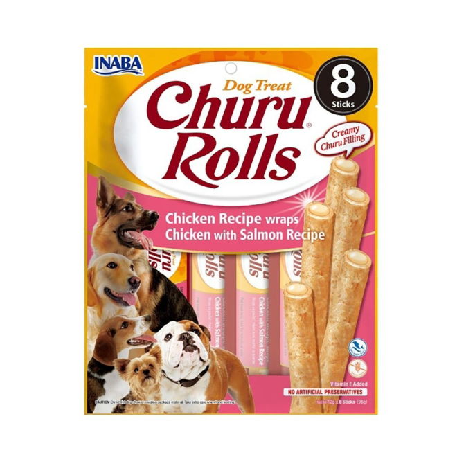 Churu Rolls -koiranherkut, kana-lohi 8 kpl