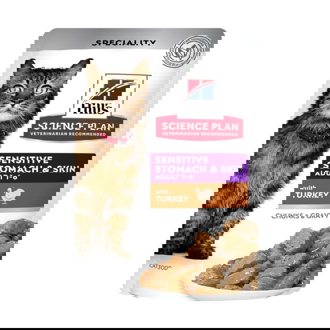 Hills Science Plan Cat Adult Sensitive Stomach & Skin Turkey 12x85g