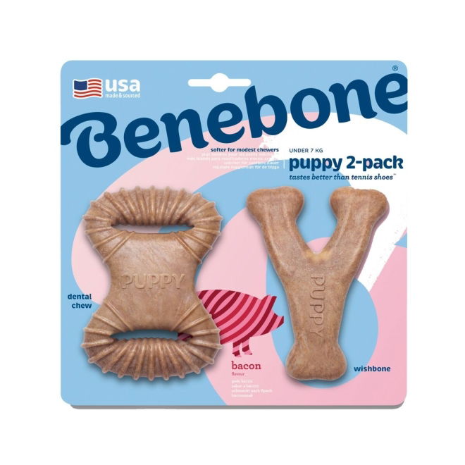 Benebone Puppy 2 kpl - Dental Chew/Wishbone Bacon Tiny