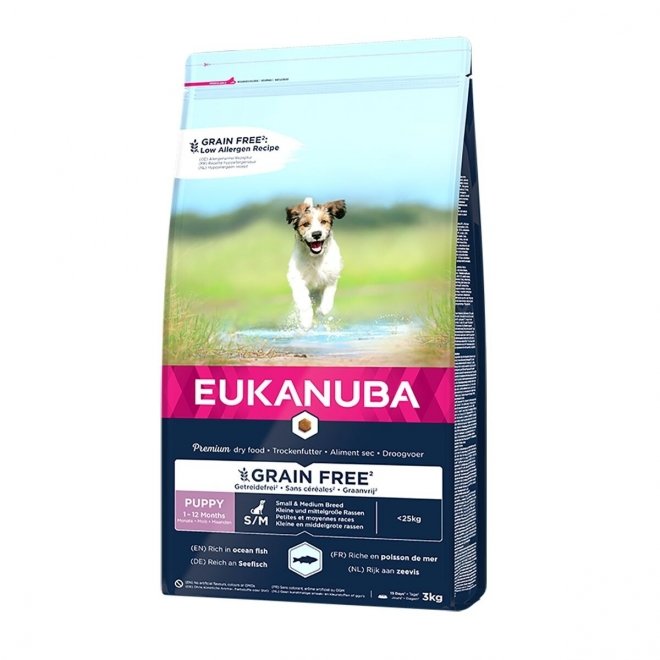 Eukanuba Grain Free Puppy Small & Medium Breed Ocean Fish (3 kg)