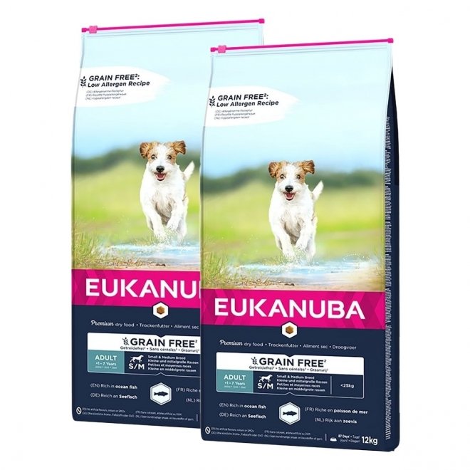 Eukanuba Grain Free Adult S/M 2 x 12kg