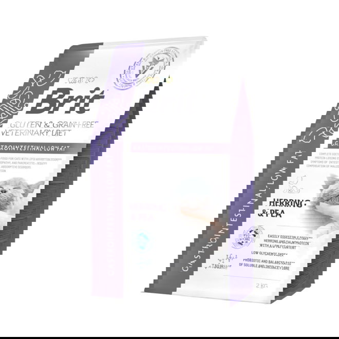 Brit Veterinary Diet Cat Grain Free Gastrointestinal Low Fat Herring & Pea (2 kg)