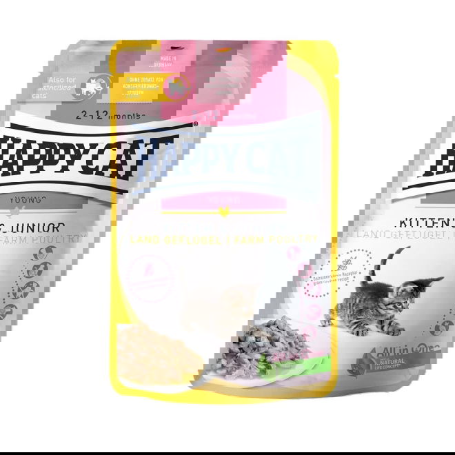 Happy Cat Kitten & Jr Farm Poultry 85 g