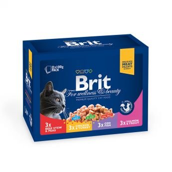 Brit Premium Multipack Fisk & Kjøttbiter i Saus 12x100 g