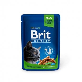Brit Premium Porsjonsposer Med kylling for Steriliserte Katter