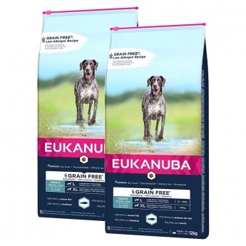 Eukanuba Dog Grain Free Adult Large & Extra Large Breed Ocean Fish  2 x 12kg