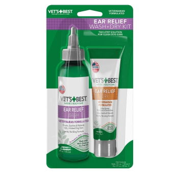 Vets Best Ear Relief Wash + Dry Kit