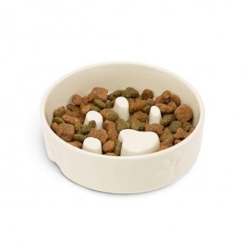 Scruffs Icon Slow Feeding Hundeskål i Keramikk Beige