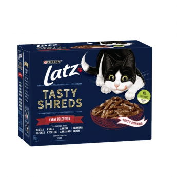 Latz Cat Tasy Shreds Farm Selections 12x80g