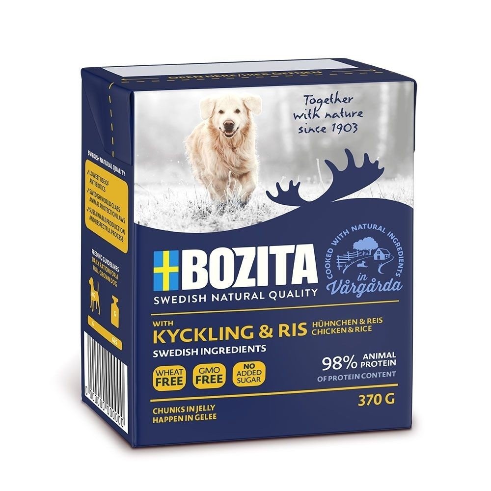 Bozita Kylling & Ris Biter i Gelé 370 g Hund - Hundemat - Våtfôr
