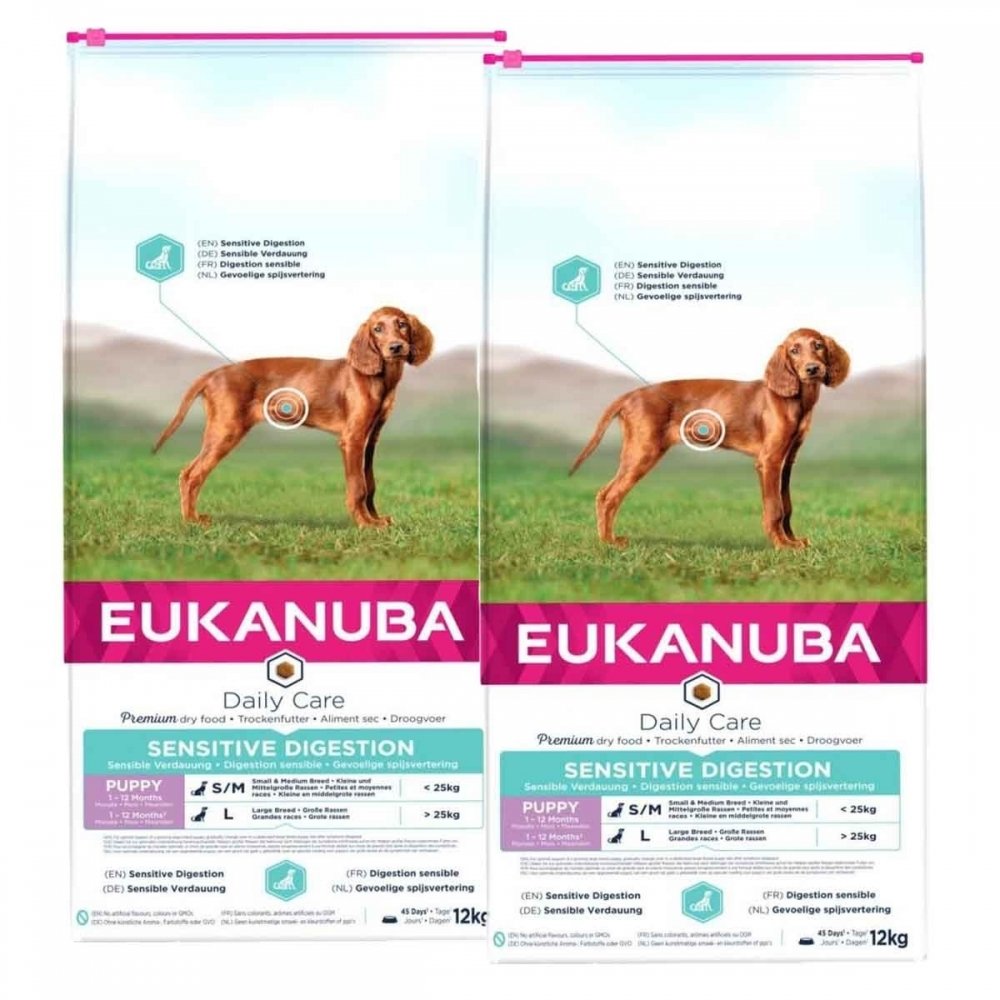 Eukanuba Daily Care Puppy Sensitive Digestion 2 x 12kg Hund - Hundemat - Tørrfôr