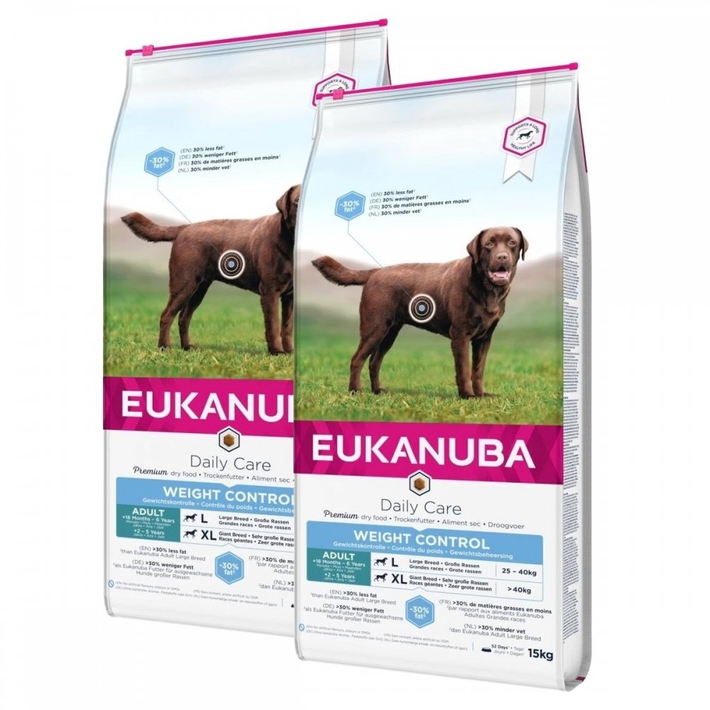 Eukanuba Dog Daily Care Adult Weight Control Large Breed 2 x 15kg Hund - Hundemat - Tørrfôr