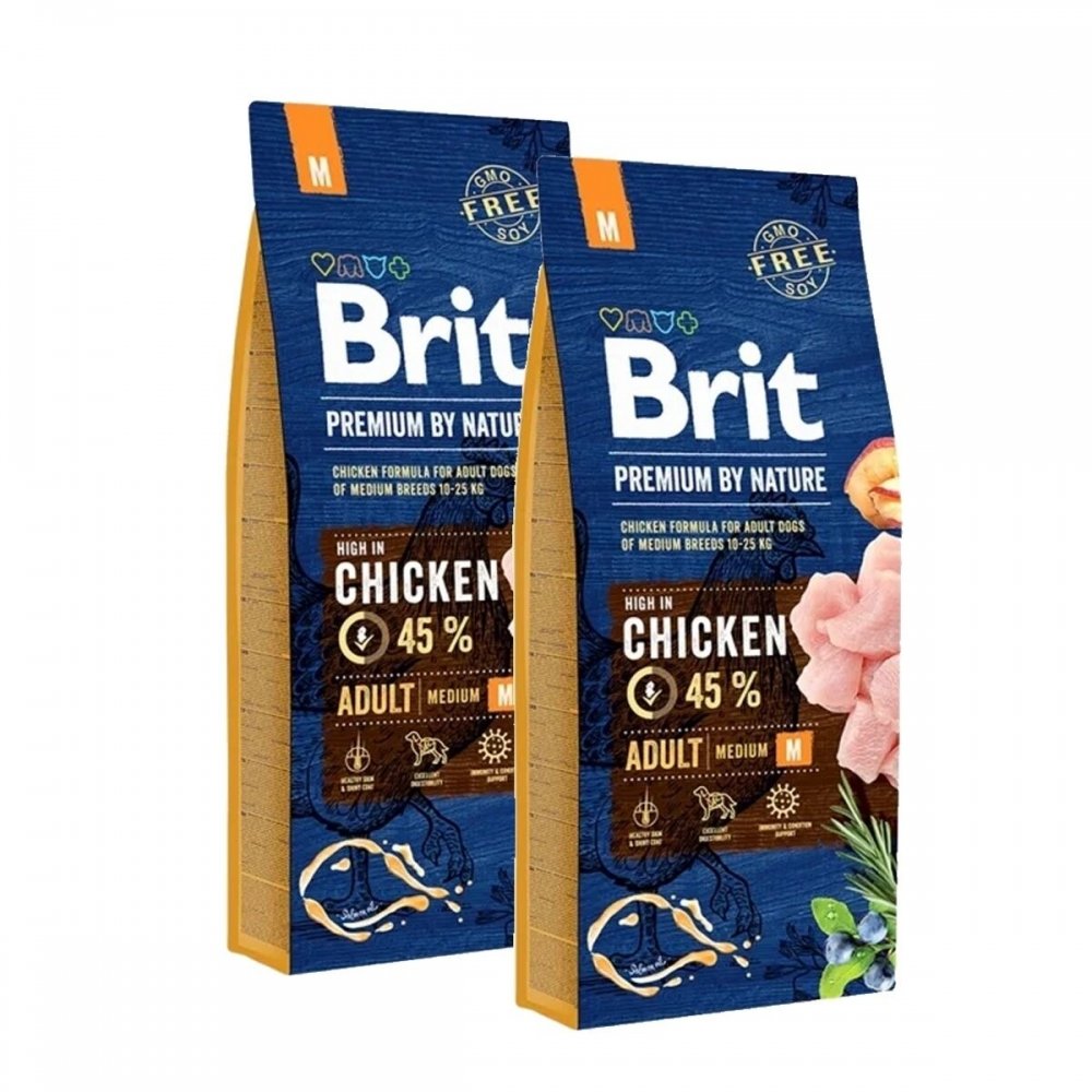 Brit Premium By Nature Dog Adult Medium Chicken 2x15 kg Hund - Hundemat - Tørrfôr