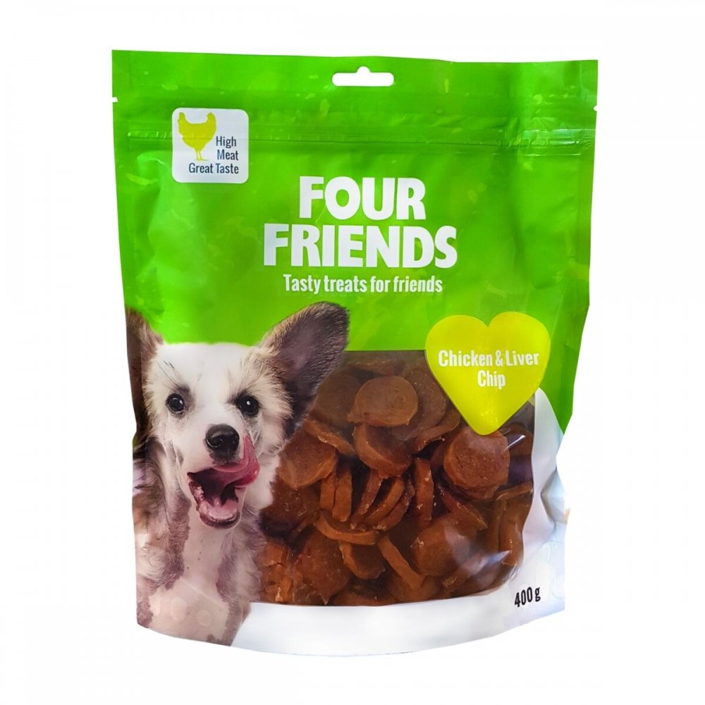 FourFriends Dog Chicken & Liver Chip 400 g Hund - Hundegodteri - Tørket hundegodteri