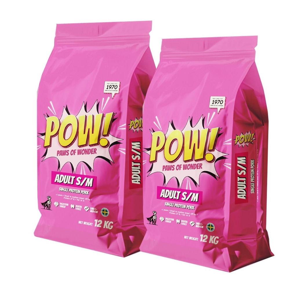 Bilde av POW! Dog Adult Small/Medium Pork 2x12 kg - Alt til hunden