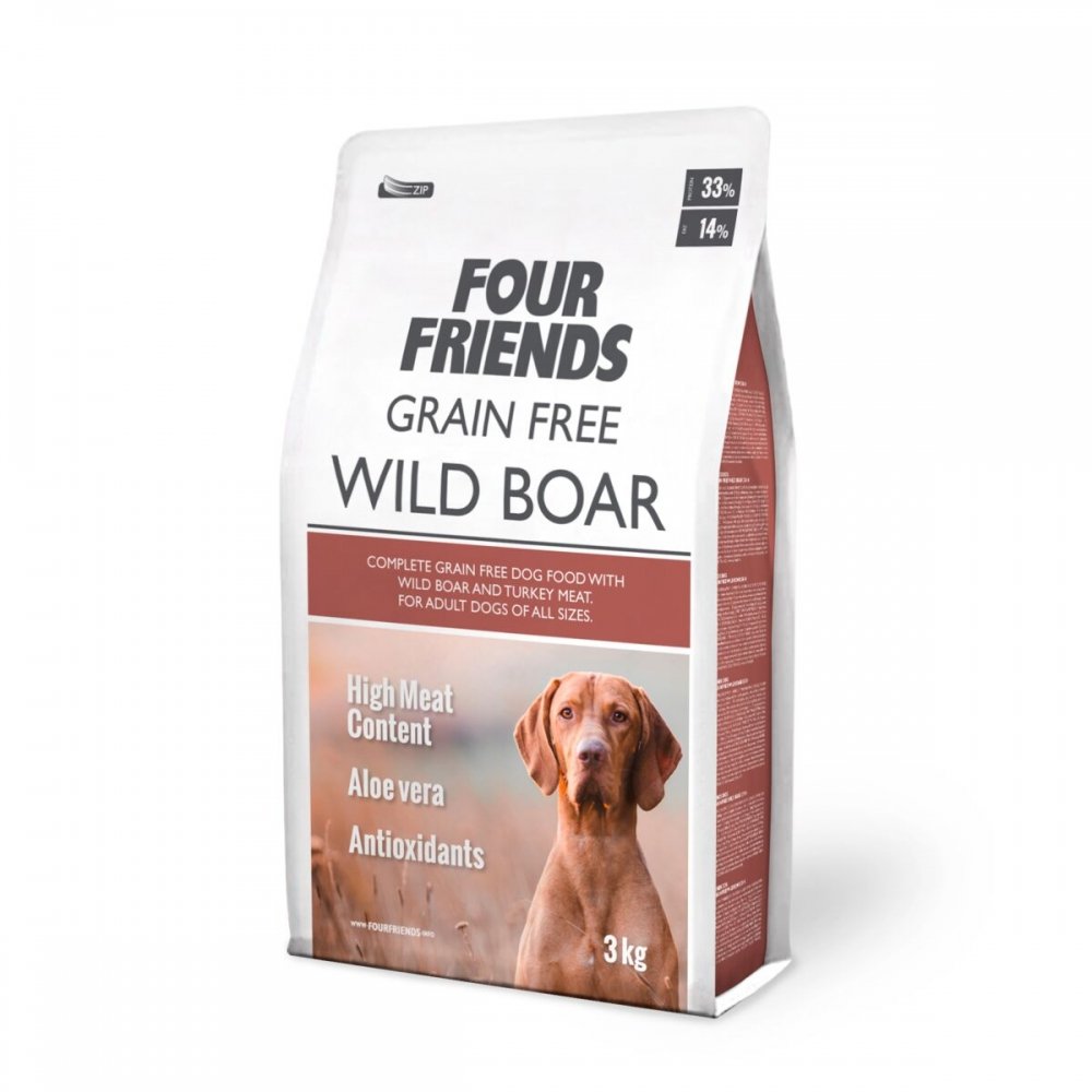 FourFriends Grain Free Wild Boar (3 kg) Hund - Hundemat - Voksenfôr til hund
