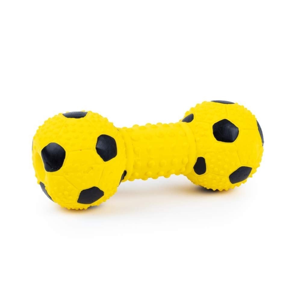 Little&Bigger Soccer Latex Dumbbell (Gul) Hund - Hundeleker - Pipeleker