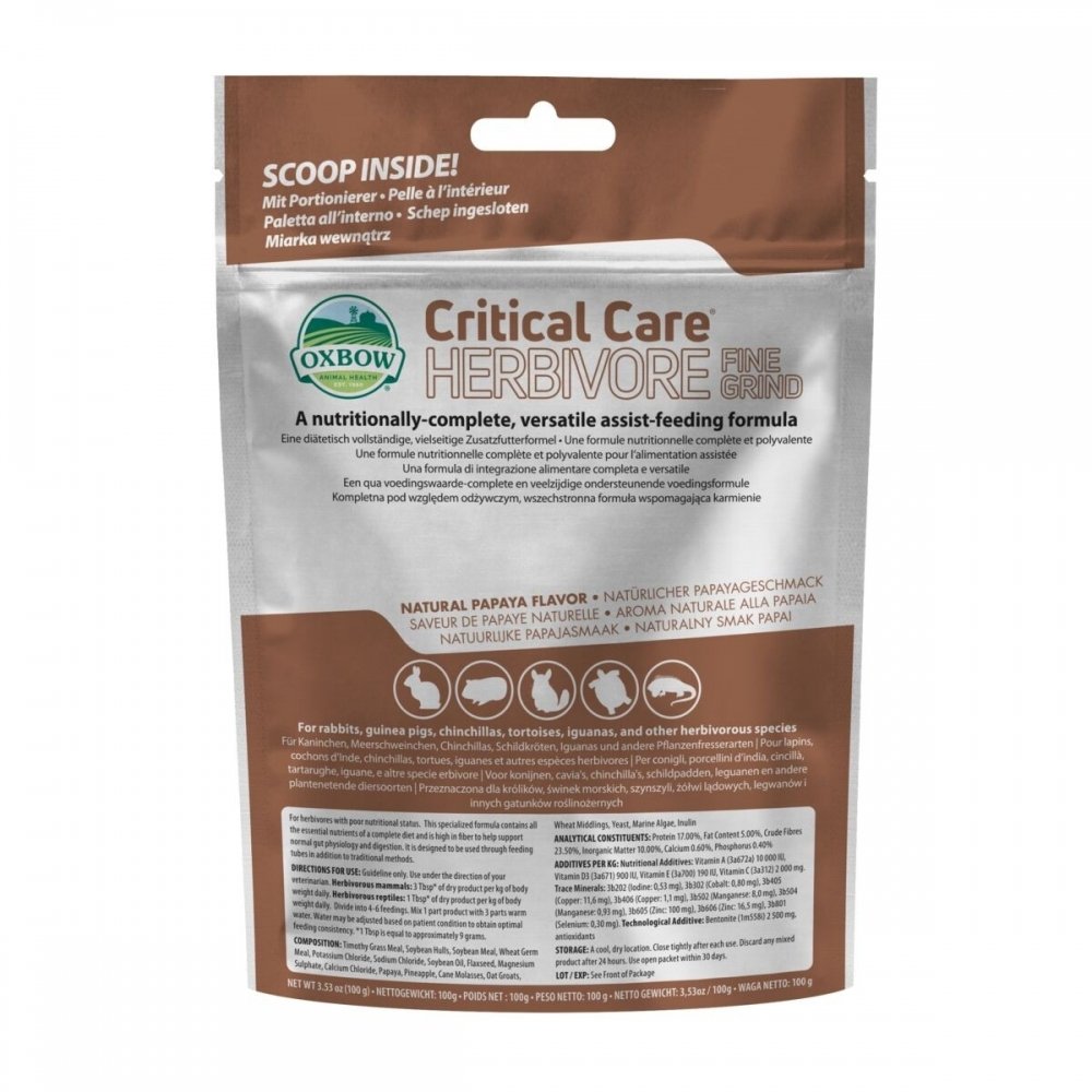 Oxbow Critical Care Herbivore Fine Grind 100 g Marsvin - Marsvinstilbehør