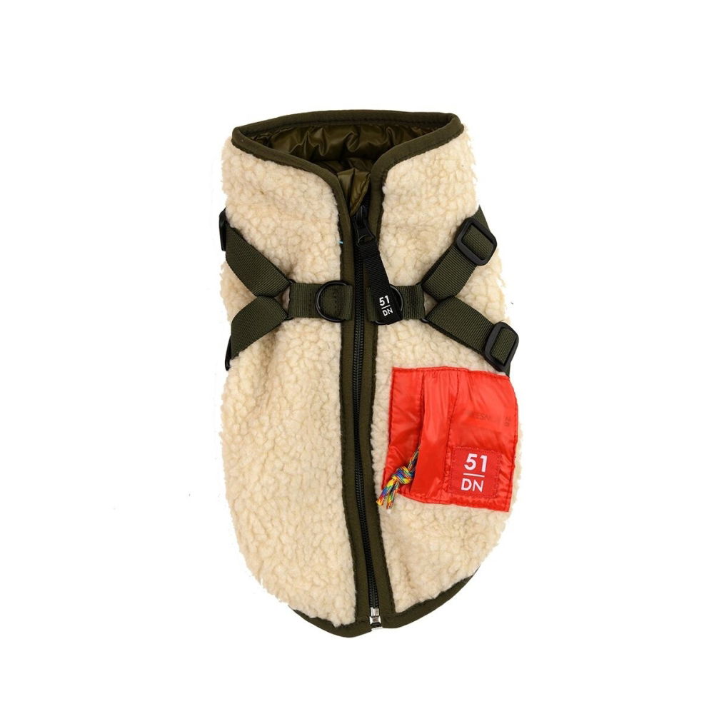 Bilde av 51 Degrees North Jules Kombinert Hundejakke og Hundesele i Teddy Beige (24 cm) - Alt til hunden