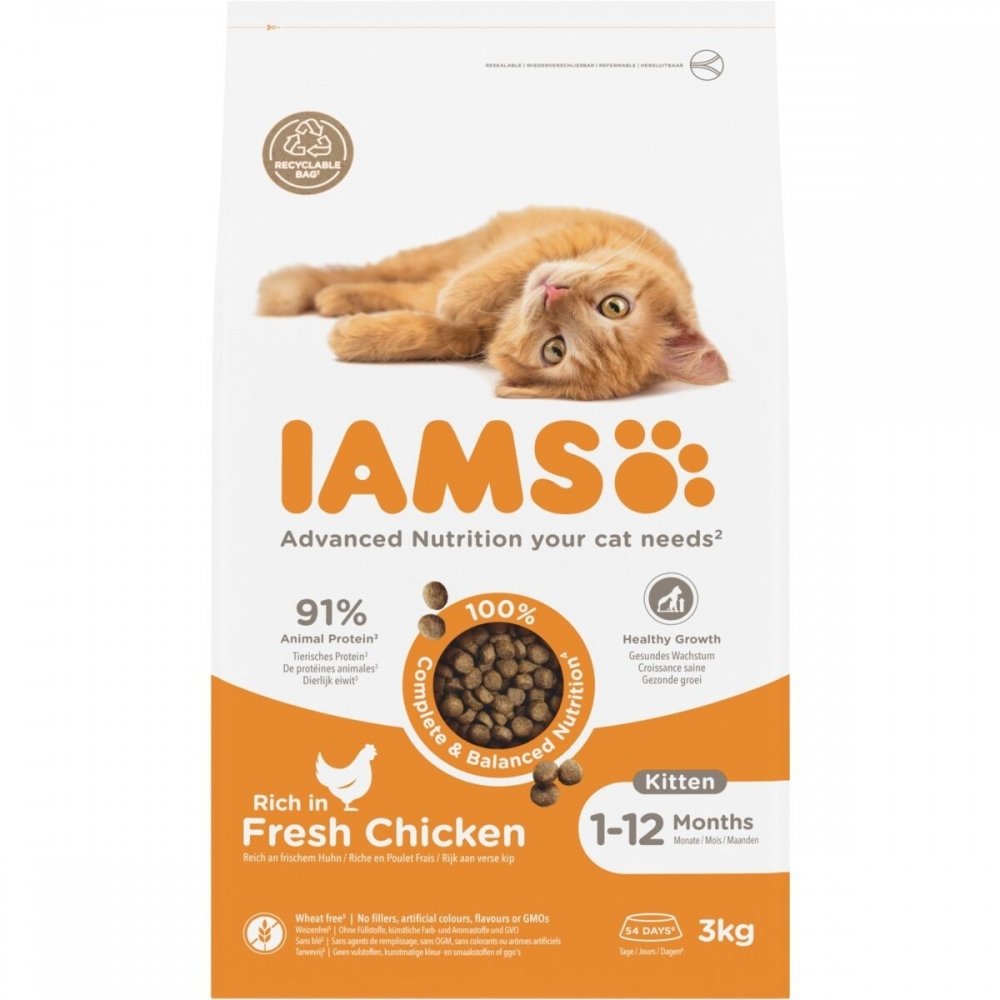 Iams for Vitality Cat Kitten Chicken (3 kg) Katt - Kattemat - Tørrfôr